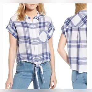 RAILS Amelie Short Sleeve Plaid Shirt Size Medium